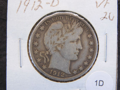1912-D Barber Half Dollar 90% Silver - Fine