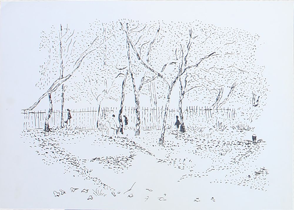 Свешников Борис Петрович - Пейзаж. 1980 г. 
Бумага, тушь 
Размер 22 &times; 31 см 
На оборотной 