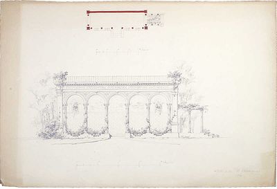 Швейер Владимир Егорович - Архитектурная композиция. 1863 г. Бумага, карандаш Размер 36,5 &times; 54 см 