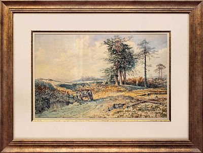 Харрисон Чарльз Хармони - Пейзаж с повозкой. 1882 г. Бумага, акварель Размер в зеркале паспарту 46 