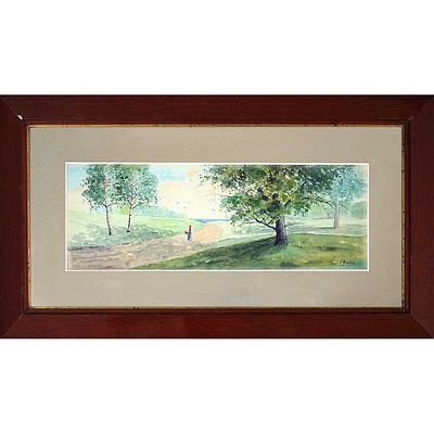 Ветцель Иосиф Фёдорович - Дорога в летний день. 1910-е гг. Бумага на картоне, графитный карандаш 