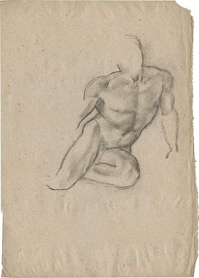 Тырса Николай Андреевич - Натурщик (двухсторонняя работа). 1910-е гг. Бумага серая, уголь Размер 71 