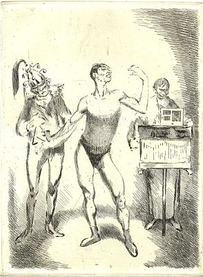 Масютин Василий Николаевич - Акробат. 1980-е гг. Оттиск с доски 1917 г. Бумага, офорт Размер доски 