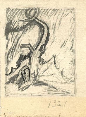 Замирайло Виктор Дмитриевич - Падение дракона. На оборотной стороне карандашный набросок 1921 г. 