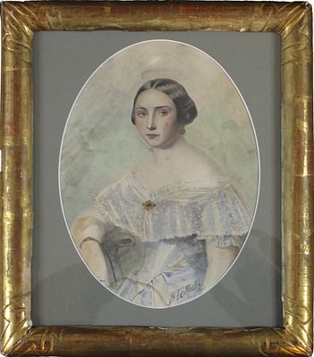 Неизвестный художник - Портрет Каролины Келлерман. Бумага, литография, акварель Размер (овал) 32 &times; 