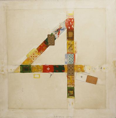Немухин Владимир (1925–2016), Четвёрка, 1990. Немухин Владимир Николаевич Четвёрка 1990 Коллаж 