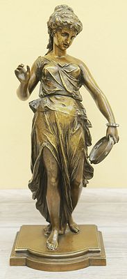 Анатоль Ж. Гийо (1865-1911), 
Бронзовая скульптура "Танцовщица с тамбурином", Франция. Конец 