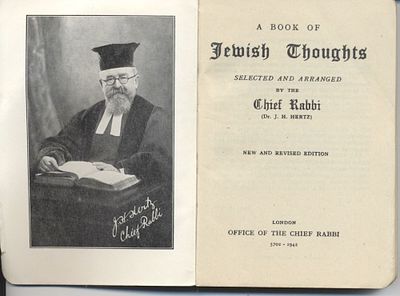 A book of Jewish thoughts - מאת הרב יוסף צבי הרץ, רבה של בריטניה. לונדון, 1942. עם הקדמה להדפסה 