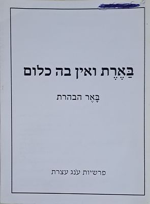 בארת ואין בה כלום - באר הבהרת. ירושלים, תשע"ה. חיבור קצר ומעניין על עניני הנגעים שבפרשיות 