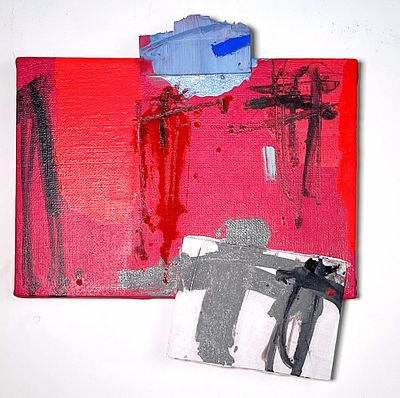 ENZO ESPOSITO, 35 X 38 X 4 cm, tecnica mista e applicazioni su tela -... - ENZO ESPOSITO, 35 X 38 