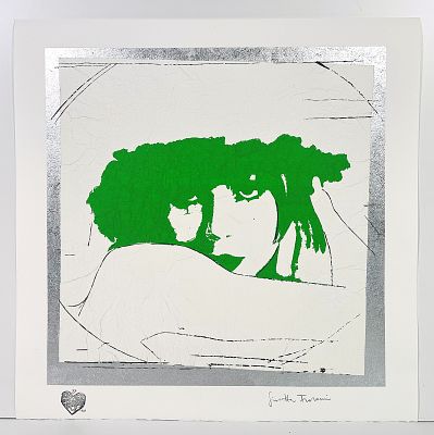 GIOSETTA FIORONI, 50 X 50 cm, ”Doppio Liberty" Verde Luminoso Serigrafia... - GIOSETTA 