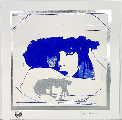 GIOSETTA FIORONI, 50 X 50 cm, ”Doppio Liberty" Blue e argento, Serigrafia... - GIOSETTA 