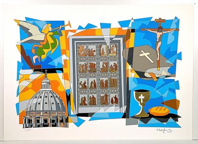 UGO NESPOLO, 50 X70 cm, Titolo: "Giubileo" Serigrafia su cartoncino Esemplare... - UGO 