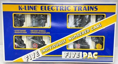 Modern Era K Line O gauge 5 Santa Fe tank car set in original box, individually numbered. 