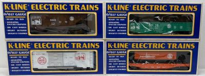 Modern Era K Line O gauge Toy Train Museum freight cars in original box 6516 6222 6615 7788. 