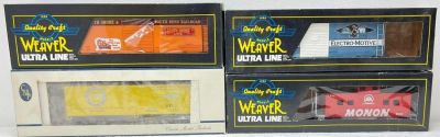 Modern Era Weaver and Crown Products O gauge freight cars in original boxes, C8 light run time. 