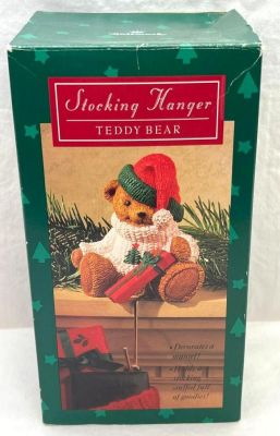 Hallmark Keepsake Ornaments Teddy Bear Stocking Hanger. Teddy bear with a Christmas Sweater. 