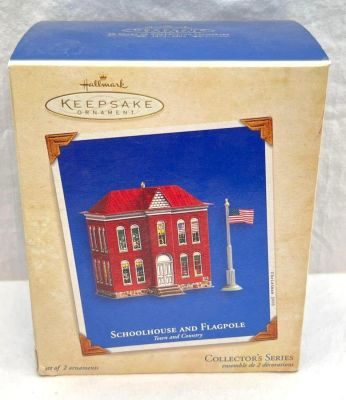 Hallmark Keepsake Ornaments fifth in the series of Town And Country Schoolhouse and Flagpole. Hal 