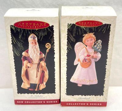 Hallmark Keepsake Ornaments lot of two Christmas Visitors first and second in the series. This 