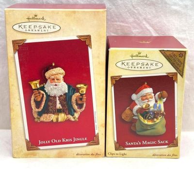 Hallmark Keepsake Ornaments lot of two Santa's Jolly Old Kris Kringle and Santa's Magic Sack. 
