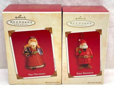 Hallmark Keepsake Ornaments lot of two 2003 Santas The Decision and Kris Kringle. Hallmark 