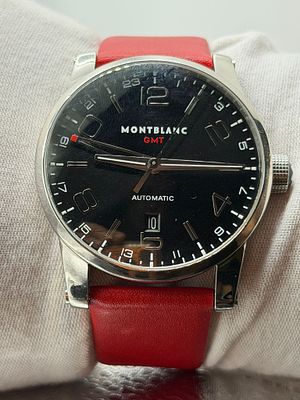 סט מלא ויוקרתי של שעון Montblanc, שעון מקורי במצב מעולה GMT עם מנגנון אוטומטי בקוטר 42 מ"מ. גוף 