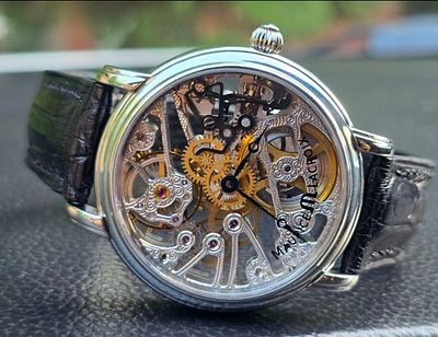 שעון מהמם ומקורי של חברת Maurice Lacroix דגם Masterpiece Skeleton עם מנגנון אוטומטי ללא סוללה 