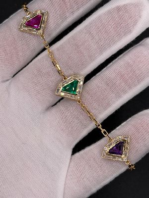 צמיד יוקרתי חדש וייחודי של המעצב Sahar-Diamond &amp; Art מזהב 14K, צמיד בעיצוב גיאומטרי עם 