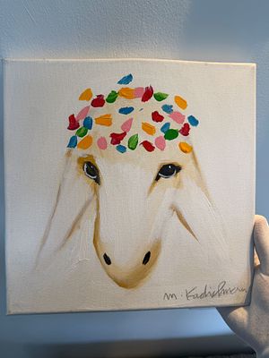 מנשה קדישמן Menashe Kadishman 1932-2015 מהאמנים המזוהים והחשובים באמנות הישראלית, ציור יפייפה 