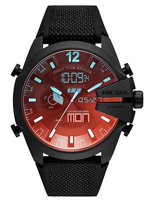 Diesel Mens Watch Red Blue Dial Black Strap שעון חדש לגמרי ישירות מהחנות, בעקבות החלפת קולקציה/ 