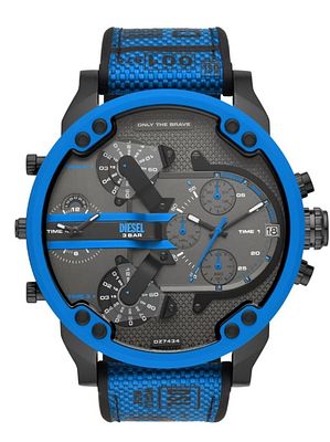 Diesel Watch Grey Dial Blue Strap-DISC שעון חדש לגמרי ישירות מהחנות, בעקבות החלפת קולקציה/ 