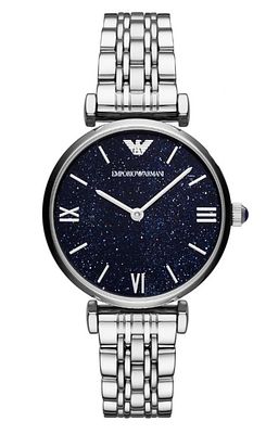 Armani Lady Watch 32mm Black Dial Steel Brac-DISC שעון חדש לגמרי ישירות מהחנות, בעקבות החלפת 