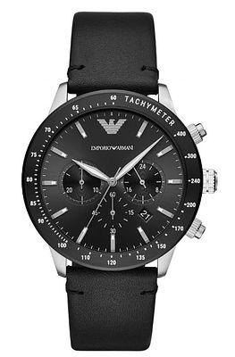 Armani Watch 43mm Mario Black Dial Black LTR Strap שעון חדש לגמרי ישירות מהחנות, בעקבות החלפת 
