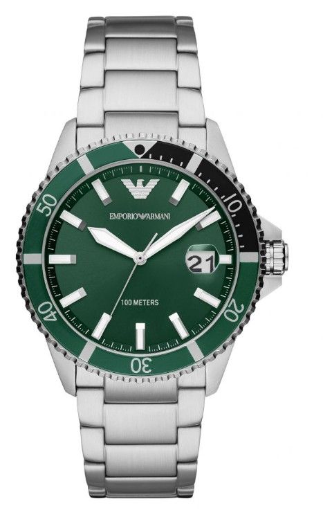 Armani Watch 42mm Green Dial Steel Brac שעון חדש לגמרי ישירות מהחנות, בעקבות החלפת קולקציה/ 