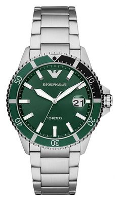 Armani Watch 42mm Green Dial Steel Brac שעון חדש לגמרי ישירות מהחנות, בעקבות החלפת קולקציה/ 