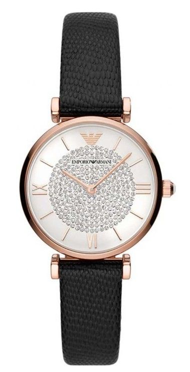Armani Lady Watch 32mm Silver Dial Black LTR Strap שעון חדש לגמרי ישירות מהחנות, בעקבות החלפת 