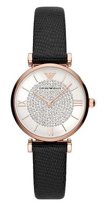 Armani Lady Watch 32mm Silver Dial Black LTR Strap שעון חדש לגמרי ישירות מהחנות, בעקבות החלפת 