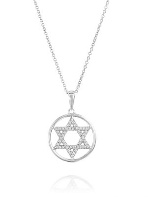 תליון מגן דויד מזהב לבן 14 קארט 48 יהלומים 0.13 קארט G-SI תכשיט זהב יוקרתי וחדש באריזה מקורית 