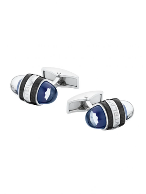 Cufflinks SAW Steel Blue Resin Montblanc זוג חפתים יוקרתיים של חברת מון בלאן היוקרתית חדש 