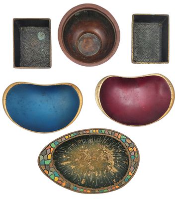 אוסף 6 קערות ברונזה ונחושת "נורדיה" "דייגי" "DAYAGI" "NORDIA" שראליאנה, שונות, חתומות, הגדולה 