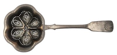 מסננת תה כסף 84 רוסיה 1856, חתומה, אורך 20 ס"מ, משקל 61 גרם