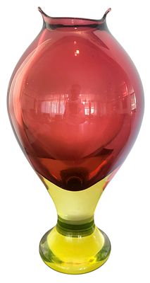 אגרטל זכוכית "מורנו" איטליה, כבד ואיכותי, גובה 33 ס"מ