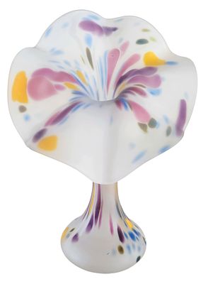 אגרטל זכוכית "מורנו" איטליה, אמנותי ומיוחד מעוצב כפרח, גובה 27 ס"מ