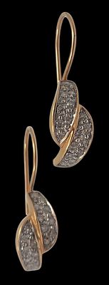 זוג עגילי זהב 14K משובצים יהלומים טבעיים, אורך 30 מ"מ, משקל 3.7 גרם