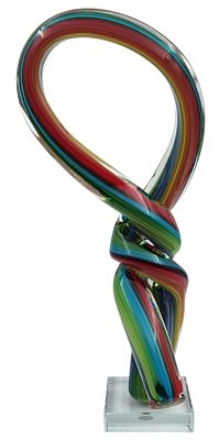 פסל זכוכית "מורנו" איטליה, אמנותי, צבעוני ואיכותי, חתום, גובה 38 ס"מ. 
פריט שביר או בגודל ו/או 