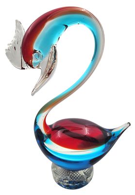 ברבור זכוכית "מורנו" איטליה, גובה 19 ס"מ