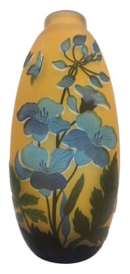 אגרטל זכוכית קמאו TIP GALLE, חתום, גובה 24 ס"מ