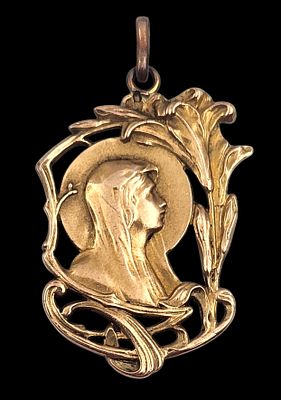 תליון זהב 18K אר נובו עתיק, משקל 3.1 גרם