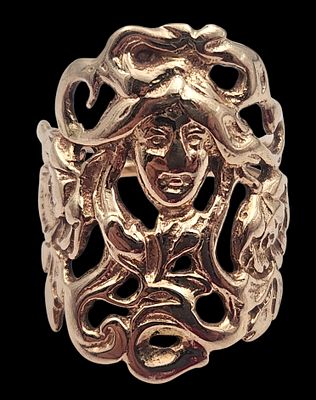 טבעת זהב 14K אר נובו עתיקה, מידה 50, משקל 5.4 גרם