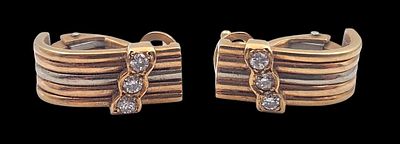 זוג עגילי זהב 14K ויהלומים, משקל 4.5 גרם